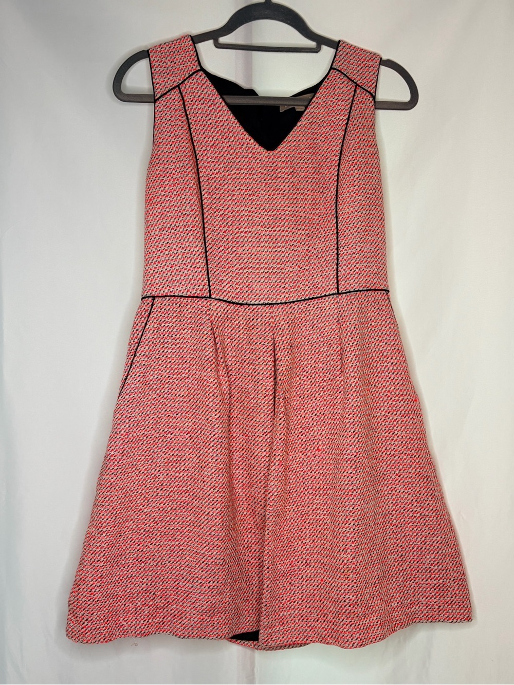 Banana Republic Piped Tweed Fit & Flare Dress Pink Size 8 - Picture 2 of 8